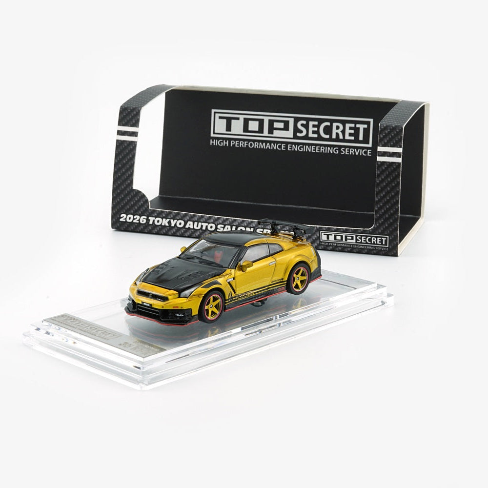 K3 -  1/64 Top Secret R35 GT-R GOLD with Carbon Bonnet