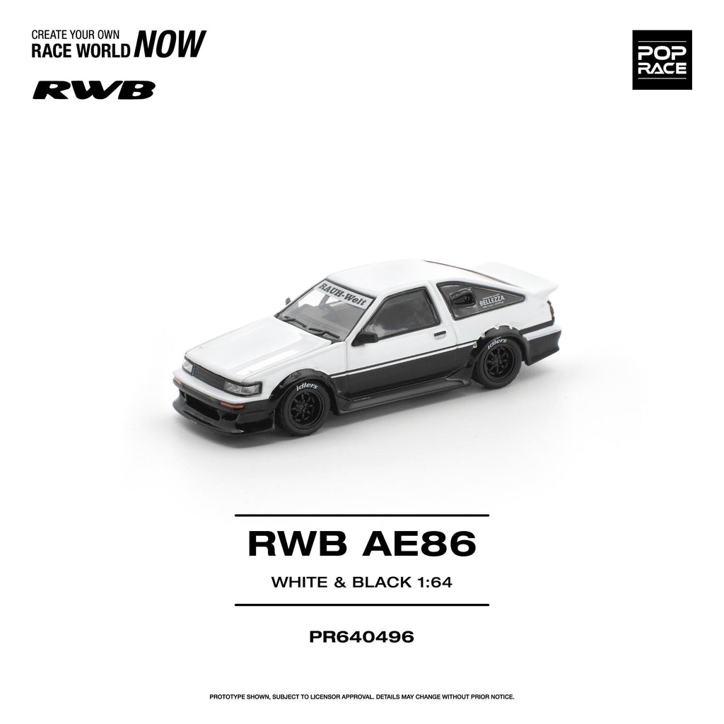 POPRACE 1/64 RWB AE86 WHITE BLACK