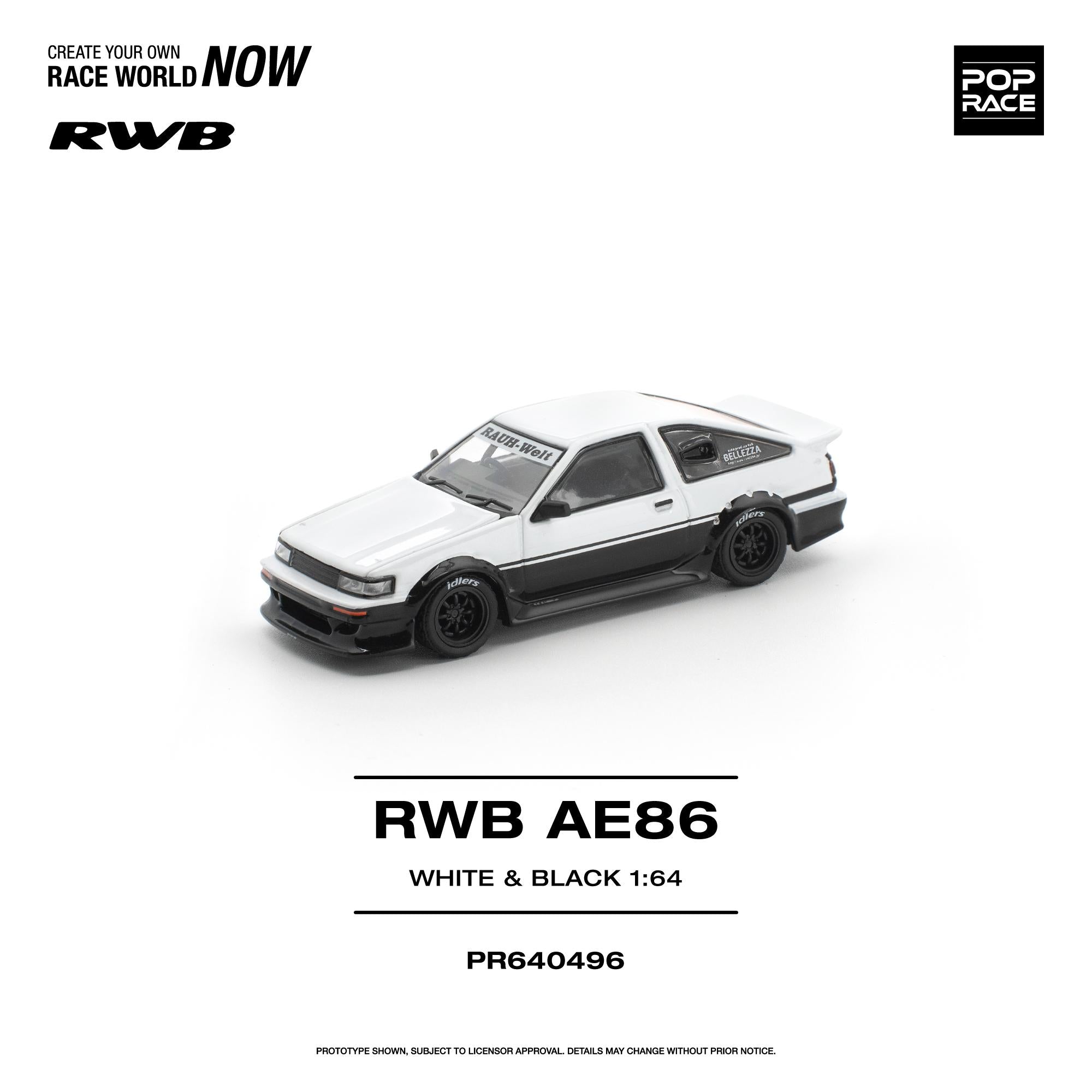 POPRACE 1/64 RWB AE86 WHITE BLACK