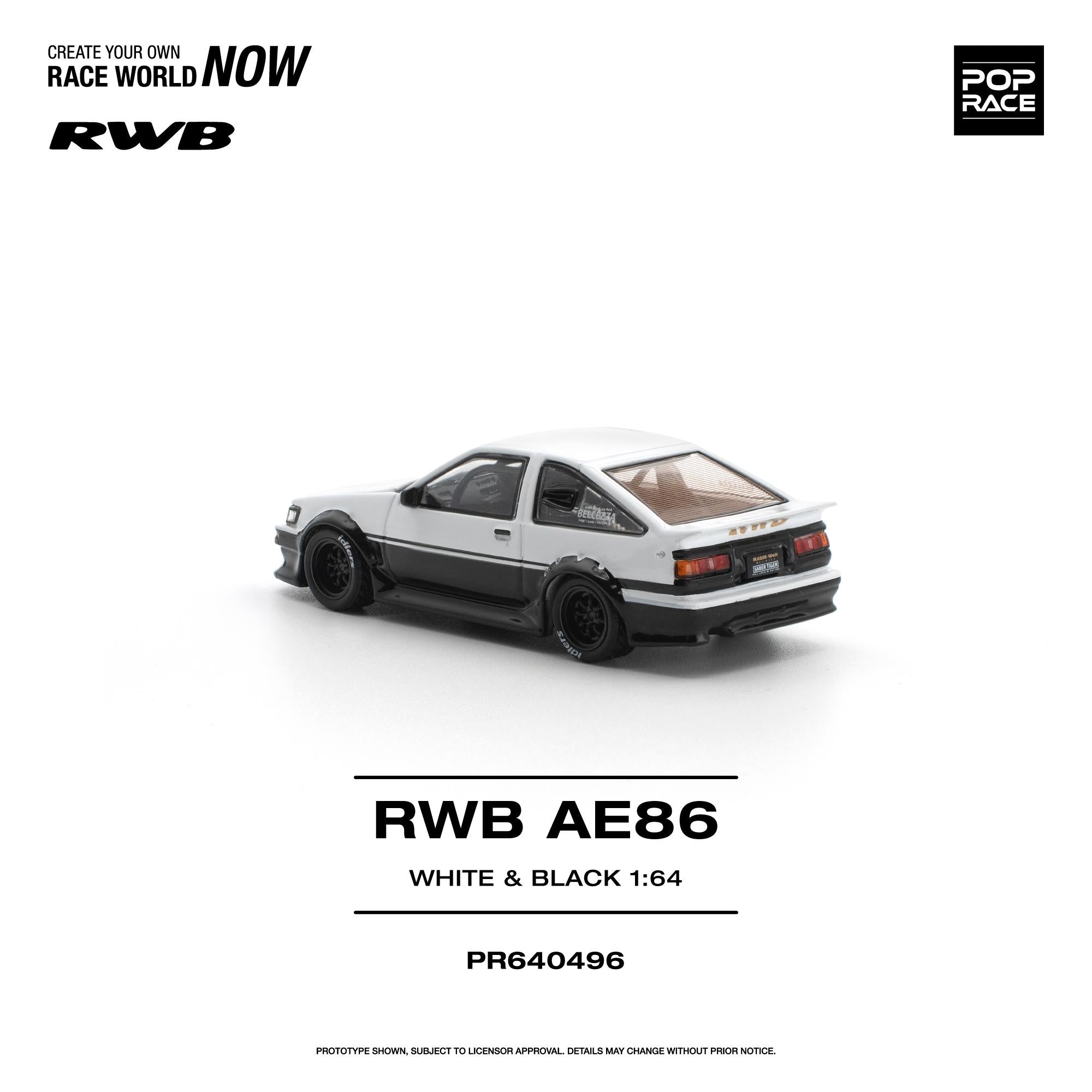 POPRACE 1/64 RWB AE86 WHITE BLACK