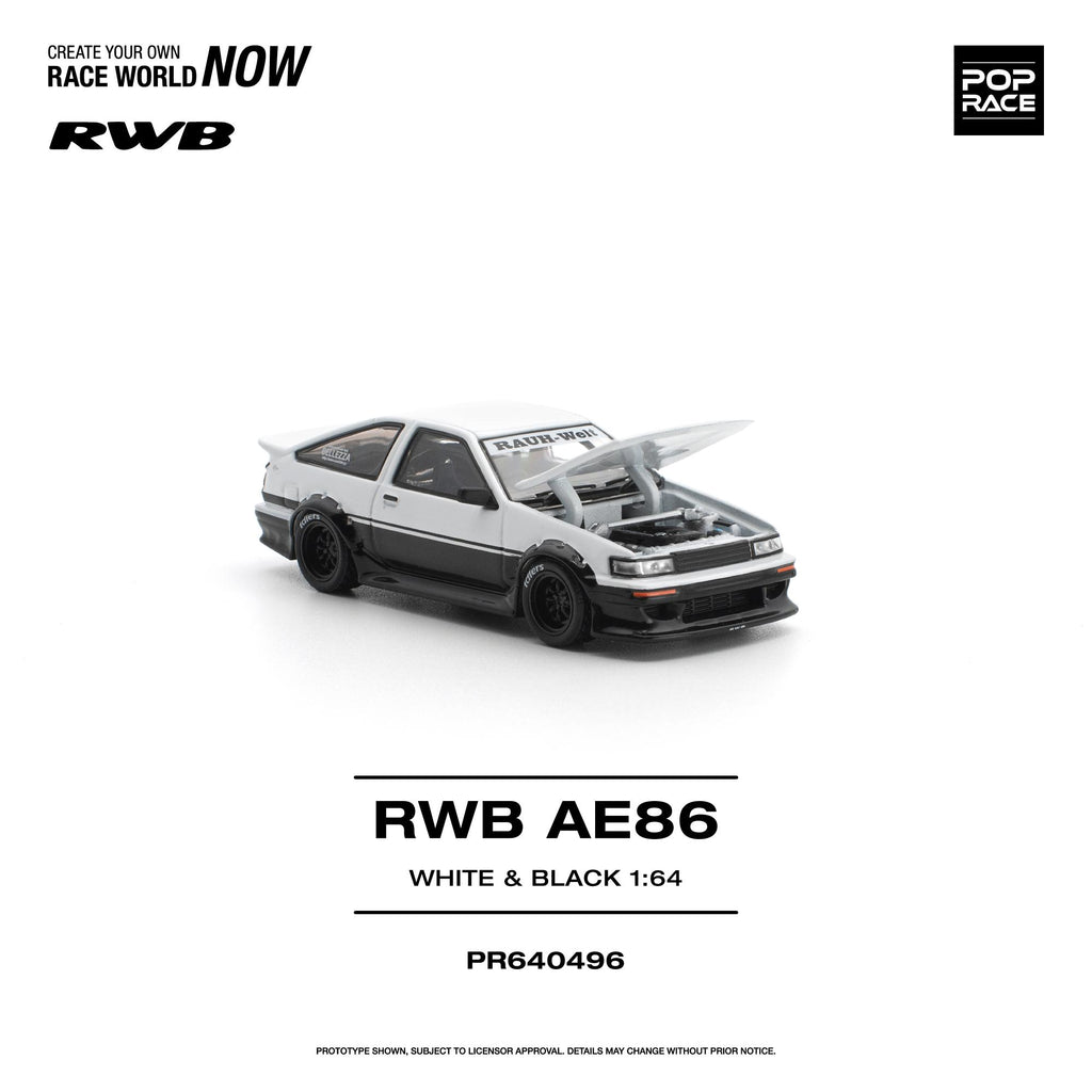 POPRACE 1/64 RWB AE86 WHITE BLACK