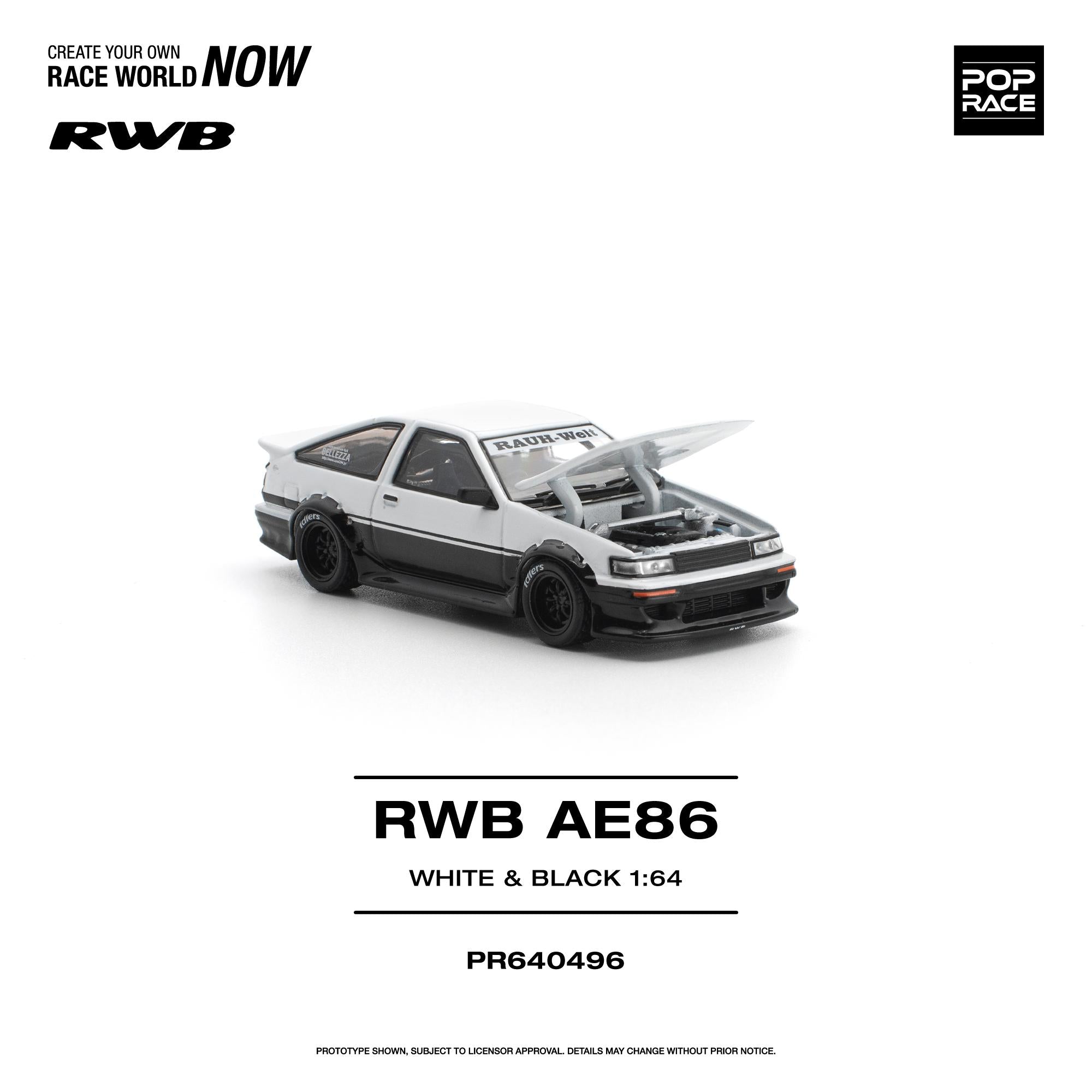 POPRACE 1/64 RWB AE86 WHITE BLACK