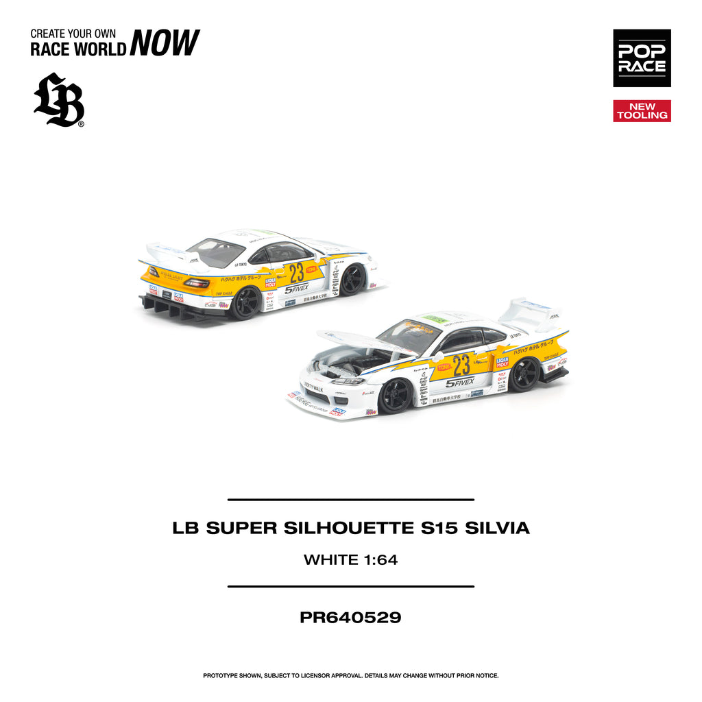 POPRACE 1/64 LB SUPER SILHOUETTE S15 SILVIA - WHITE