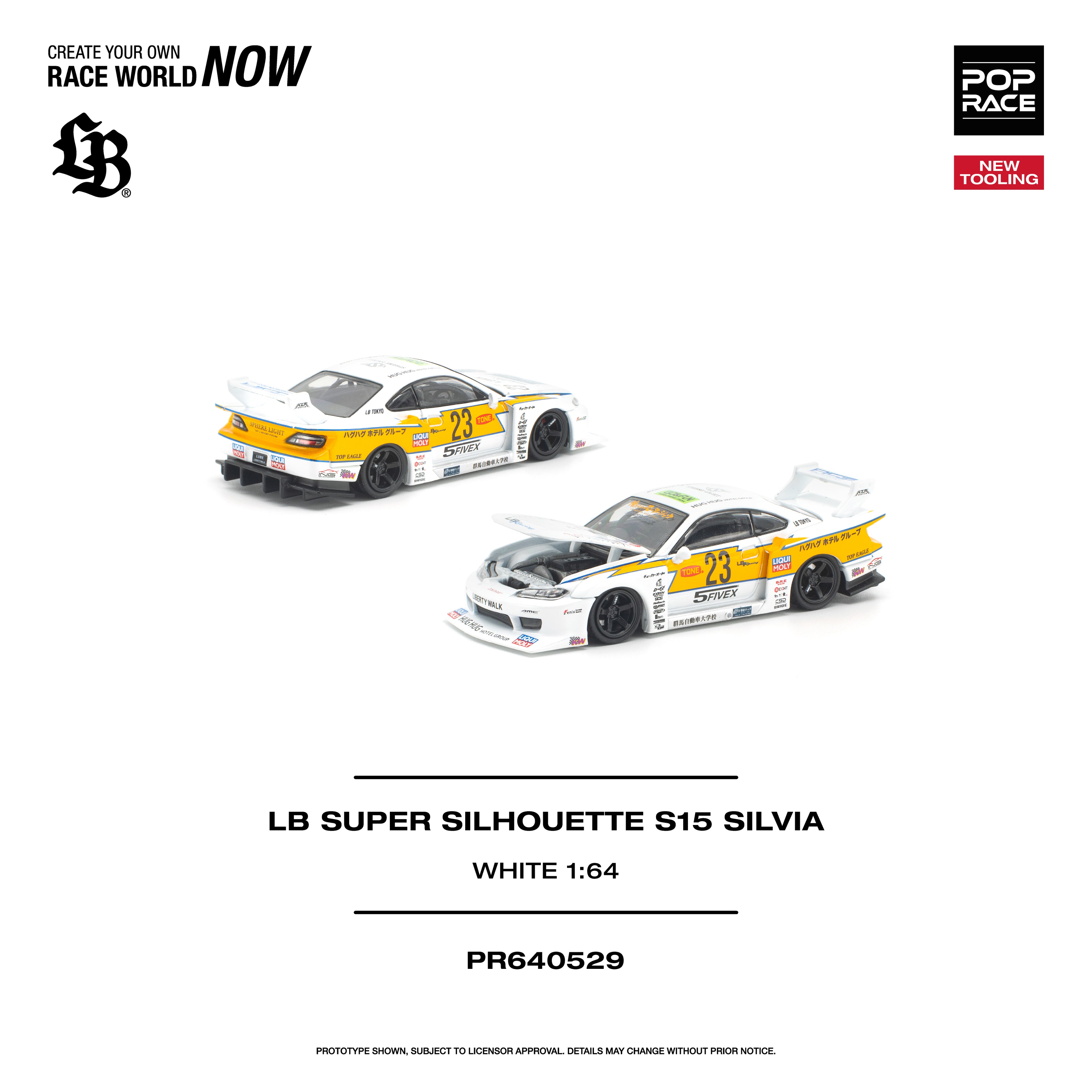 POPRACE 1/64 LB SUPER SILHOUETTE S15 SILVIA - WHITE