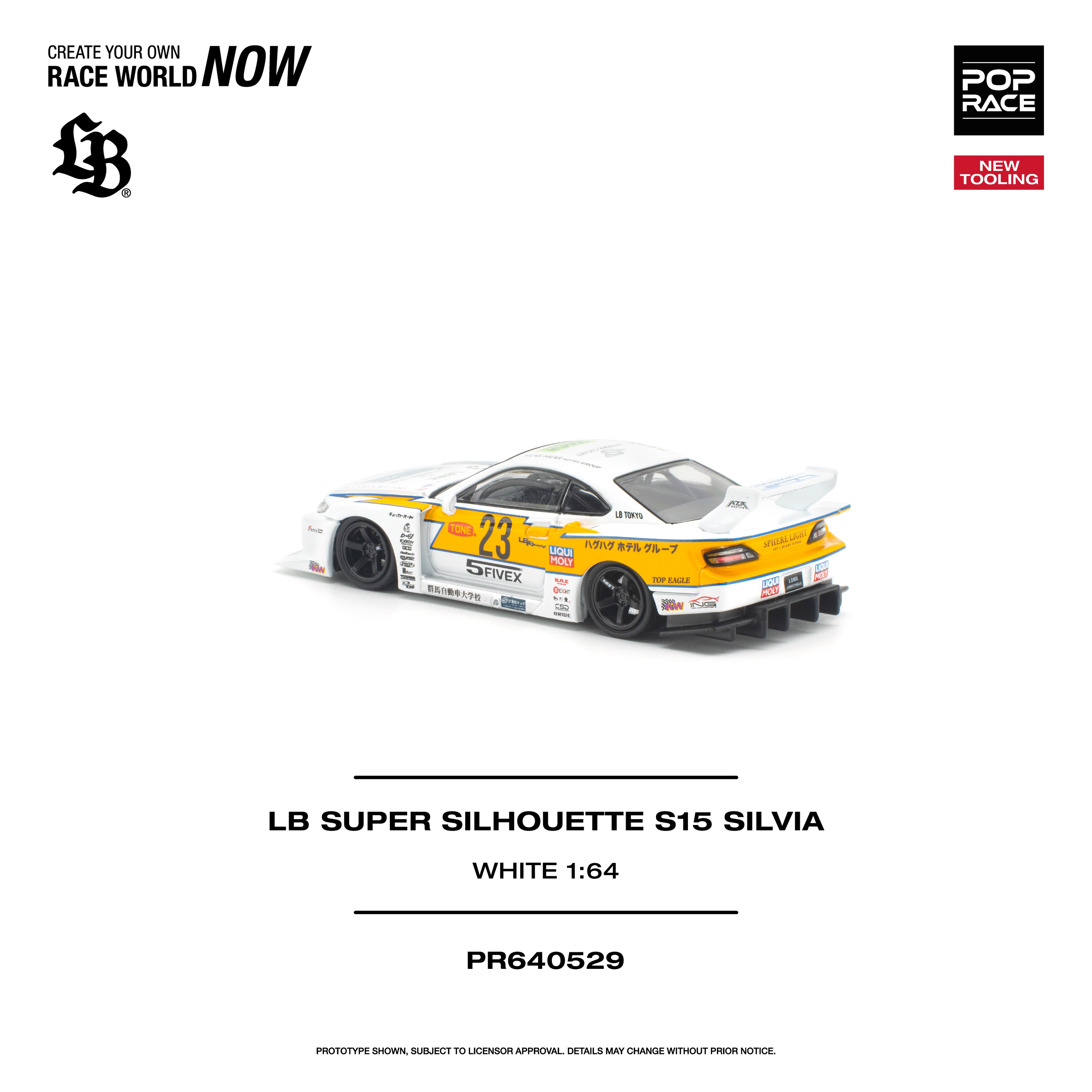 POPRACE 1/64 LB SUPER SILHOUETTE S15 SILVIA - WHITE