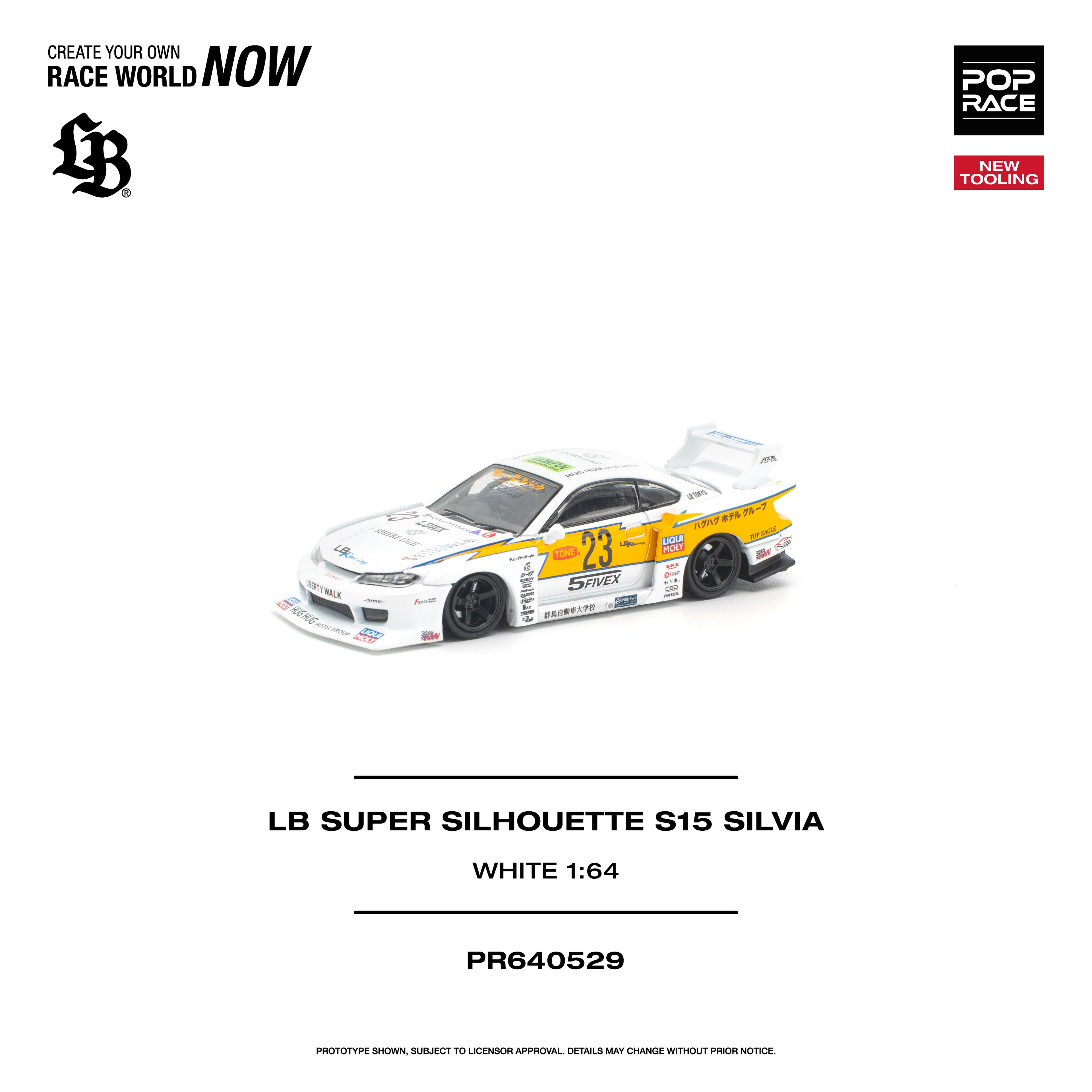 POPRACE 1/64 LB SUPER SILHOUETTE S15 SILVIA - WHITE