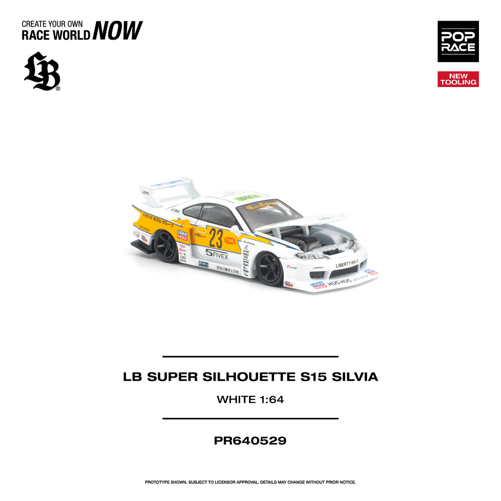 POPRACE 1/64 LB SUPER SILHOUETTE S15 SILVIA - WHITE