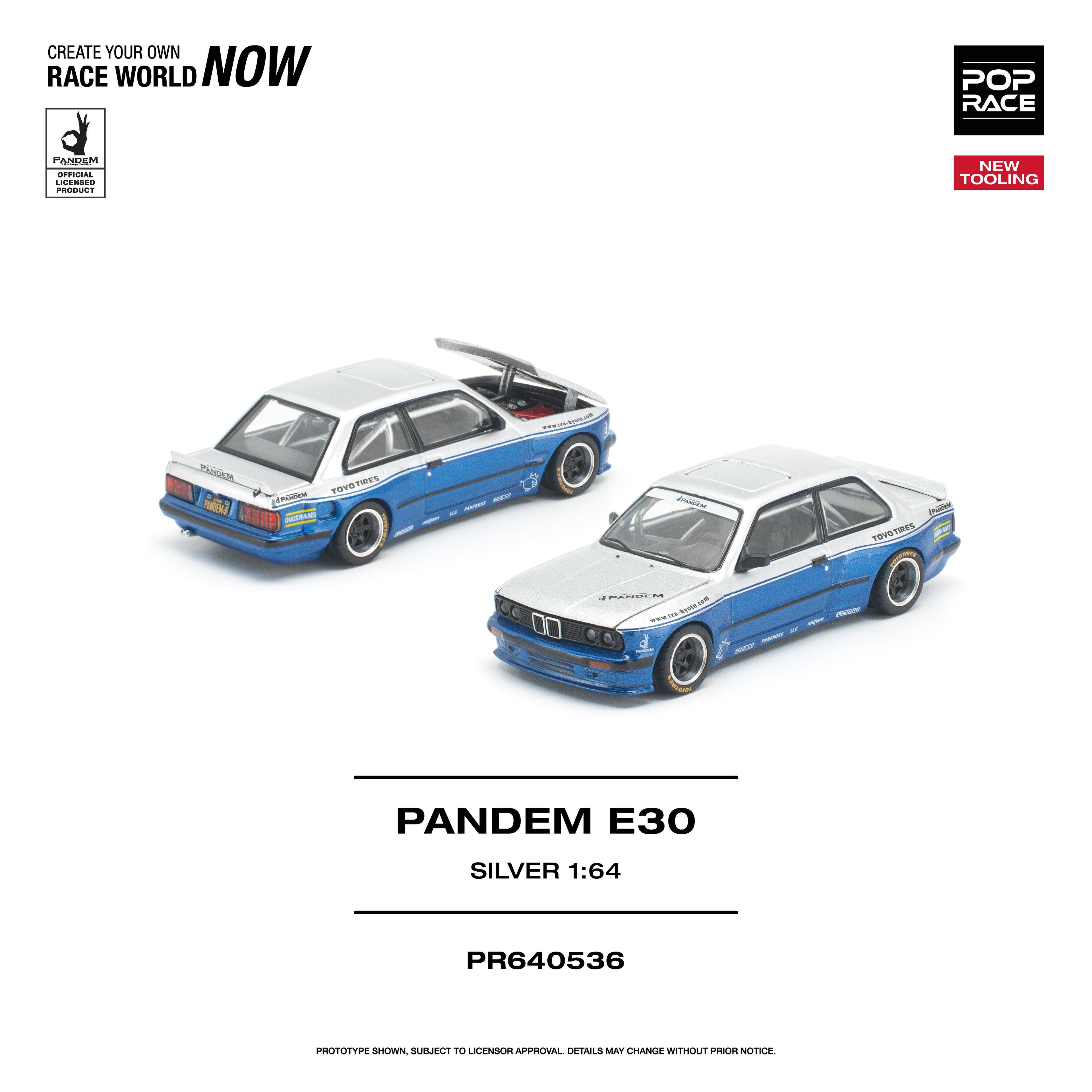 POPRACE 1/64 PANDEM E30 SILVER