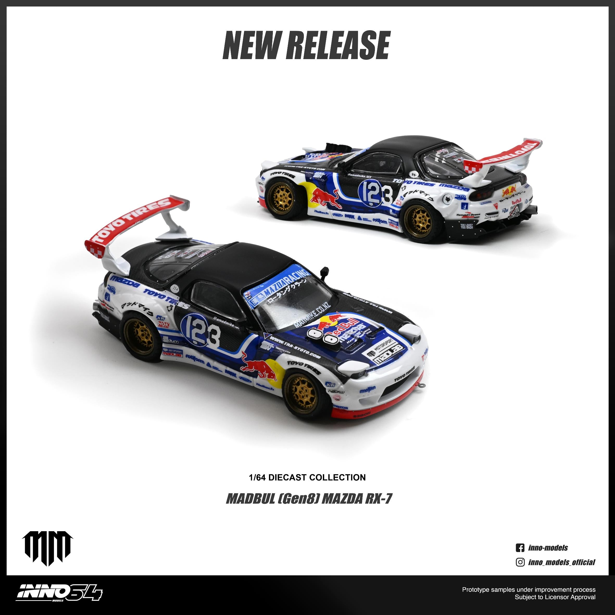 INNO64 1/64 MAZDA RX-7 MAD MIKE "MADBUL Gen8"