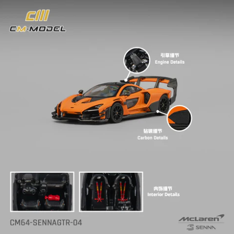 CM MODEL 1/64 Mclaren Senna GTR Papaya Orange GTR CM64-SennaGTR-04