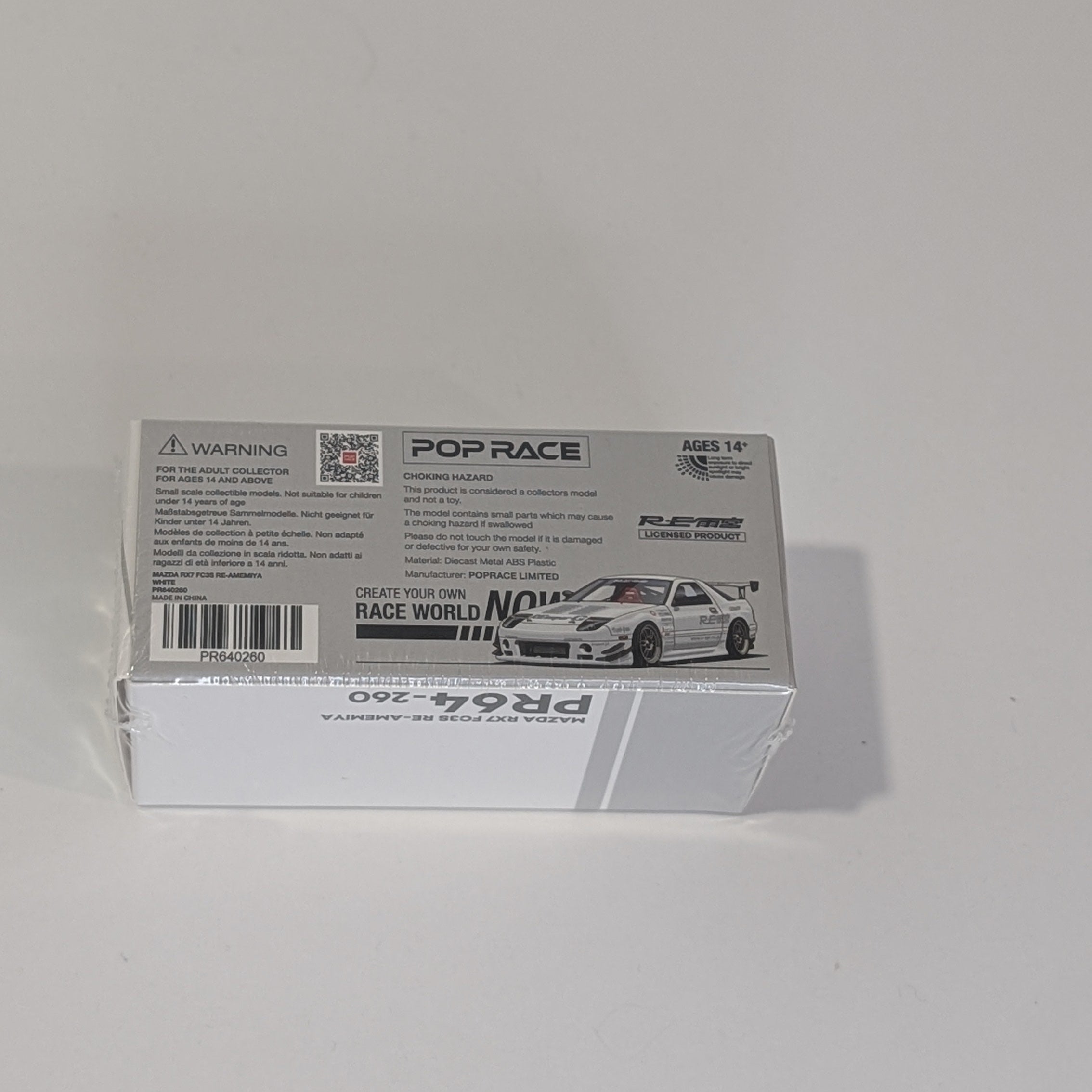 POPRACE 1/64 MAZDA RX7 FC3S RE-AMEMIYA WHITE PR640260