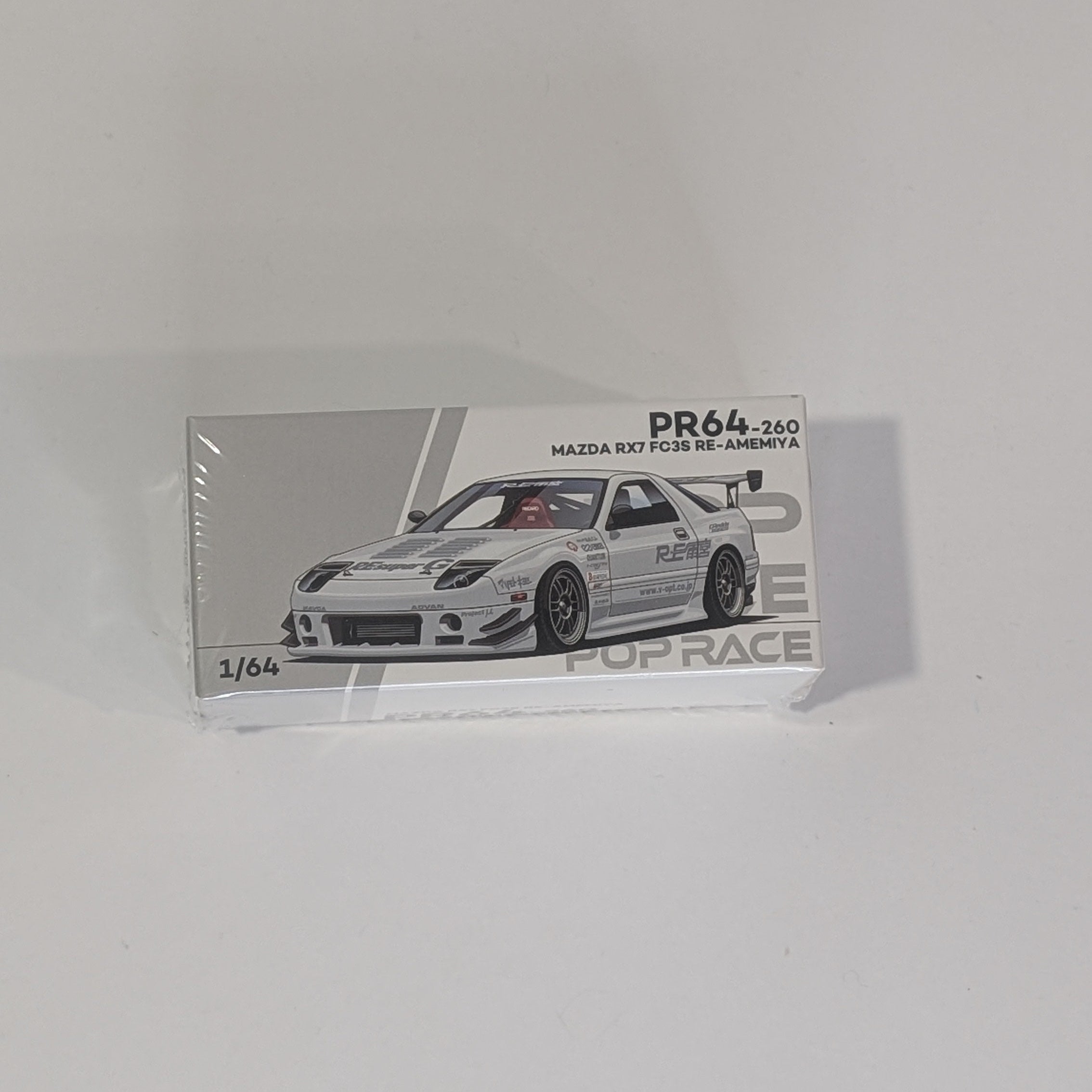 POPRACE 1/64 MAZDA RX7 FC3S RE-AMEMIYA WHITE PR640260